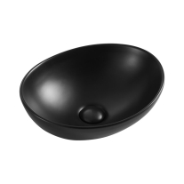 Lavoar pe blat Fluminia, Rio, oval, 41 x 33 cm, negru mat